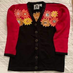 Women’s story knits flower cardigan sweater NEW